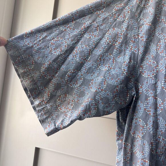 Tori Richard Shirt Mens XL Blue Cotton Button Up Short Sleeve Geometric Hawaiian - Picture 3 of 14